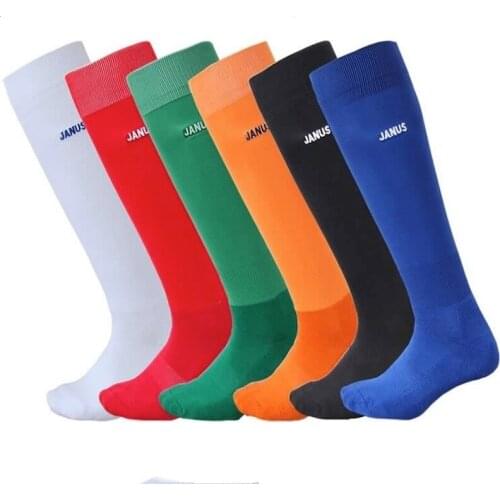 Janus Professional Sports Socks Football Soccer Tube Socks Cushioned Foot One Size Black Blue Red Orange White