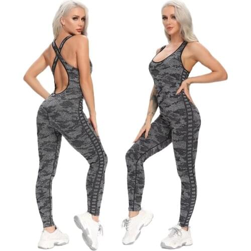 Camouflage Yoga Set Fitness Women Jumpsuit Sexy Sleeveless Tracksuit One Piece Sports Clothing Backless Gym Workout Sportswear