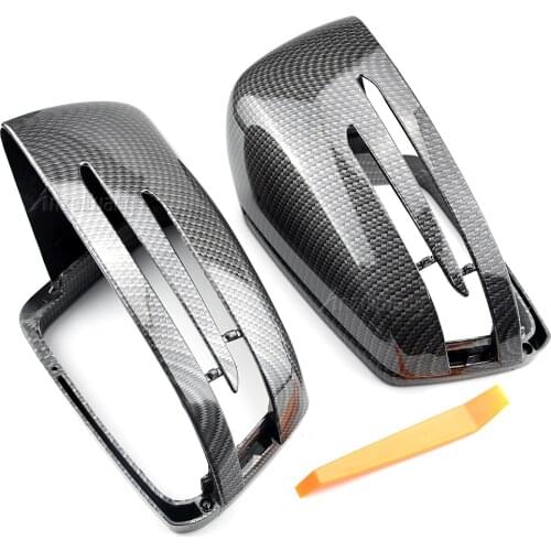 2pcs Replacement Carbon Fiber Pattern Rearview side Mirror cover caps For Mercedes Benz W176 W246 W204 W212 W221 C117 X204 X156