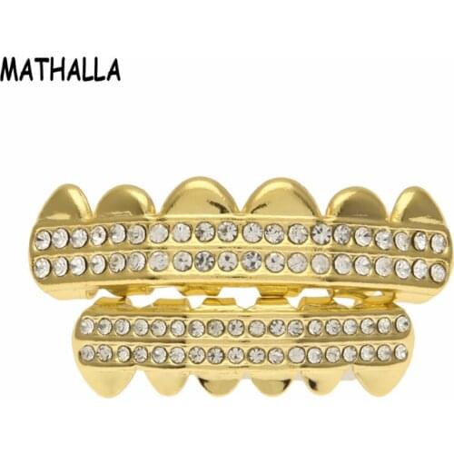 MATHALLA Hiphop Grillz New Two-row Dental Teeth Hot Seller In Europe Nnd The United States Grills