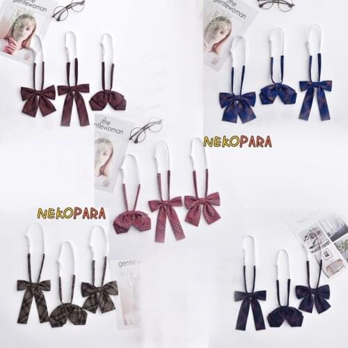 Sweet Plaid Bow Tie Cute Japanese School Girls JK Uniform Student Bowknot Classic Necktie Cosplay 3 Types 5 Colors
