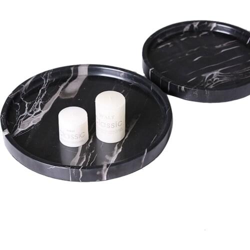 Plate Marble Round Tray Decoration Home Living Room Restaurant Cafe Decoration Trays