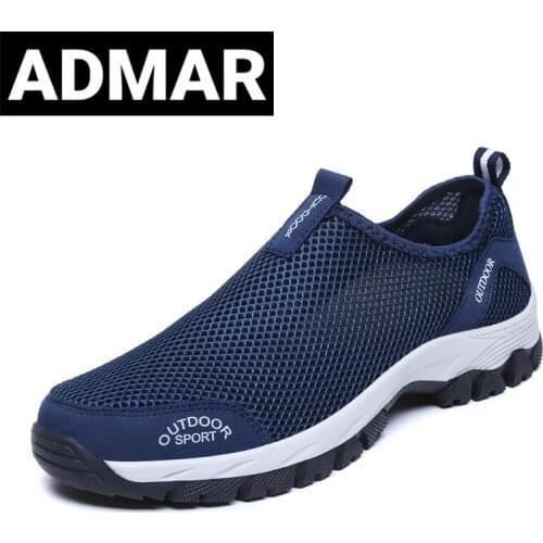 ADMAR Men Summer Comfortable Casual Shoes Slip-on Breathable Air Mesh Flats Trainers Sneakers Water Loafers Size 39-49 Zapatos