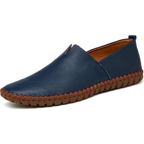 2021 Summer New Men Casual Shoes Luxury Brand Genuine Leather Loafers Moccasins Men Shoes Fashion Slip On Driving Shoes Big Size