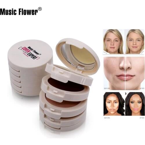 Music Flower High Profile Silhouette, Repair, Powder, Nose, Shadow, 5 Color Concealer, Makeup, Beginners