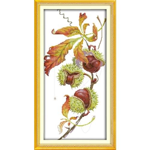 Chestnut tree Printing pattern Cross Stitch Kits Handmade Cross-stitch set Embroidery Needlework DMC Counted Home Decor Gift