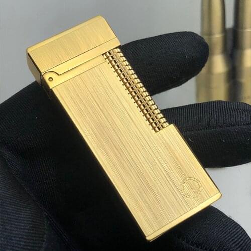 Handmade pure copper premium inflatable lighter loud flint grinding wheel brass butane gas collection machinery smoking gift 85G