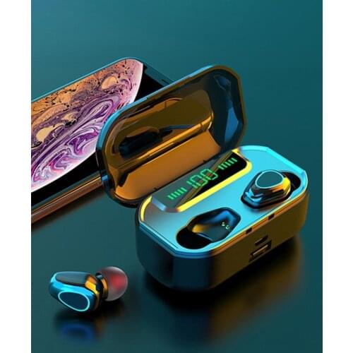 TWS Wireless Earphones Bluetooth V5.0 Mini Intelligent Noise Reduction Headphone LED Display With 3500mAh Power Bank Headsets