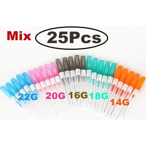 Mix 25Pcs/lot Disposable Body Piercing Needles Piercing Needles Sterile Body Piercing Needles 14/16/18/20/22G