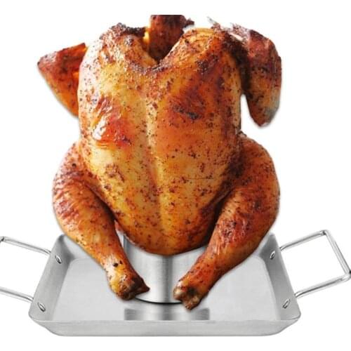 Beer Chicken Roaster Holder Stainless Steel Roaster Rack with Metal Canister and Drip Pan for Oven or Grill Smoker #20