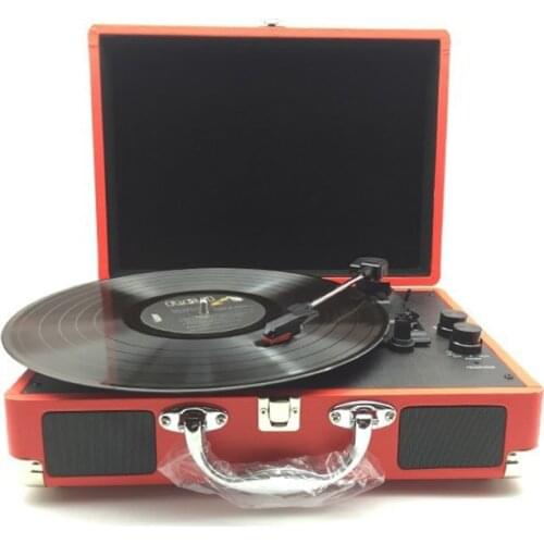 Portable retro gramophone, vinyl record player, card Bluetooth audio, output power: 0.6*0.6W, supports three speeds： 33, 45, 78