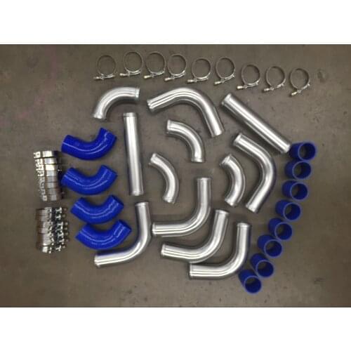 Factory direct Universal Aluminum 2" 51mm Intercooler Turbo Piping Pipe Kit + BLUE Hose Kits