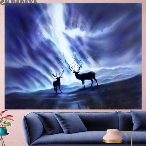Forest elk Psychedelic Tapestry mandala Wall Hanging Moon night hippies Home Decor bohemian wall cloth Beach Mat kids room decor