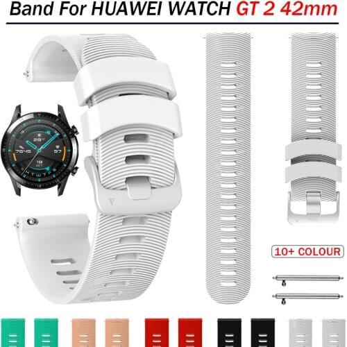 New Colorful Sports Silicone Wrist Band for HUAWEI Watch GT2 42mm Watchband Replacement Bracelet Strap Accessories 20mm Bands