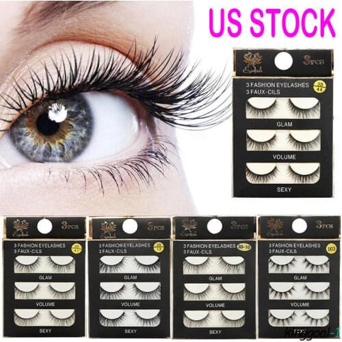 New 3 pairs 3D Mink eyelashes natural false eyelashes soft fake eyelash extension hand made eye lashes