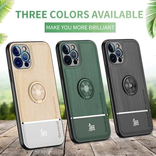 Luxury Car Magnetic Ring Holder Camera Lens Protection Shockproof PU Leather Phone Case For iPhone 12 Pro Max Mini 11 Back Cover