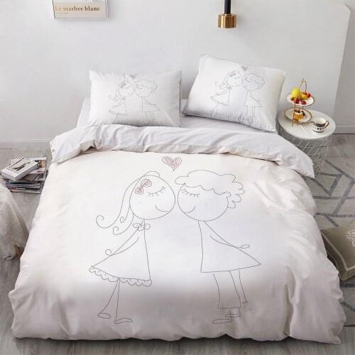 3D Luxury Bedding Set Duvet Cover Set Comforter Double King Queen Double Single Size Blue Cartoon Design Custom Bedclothes