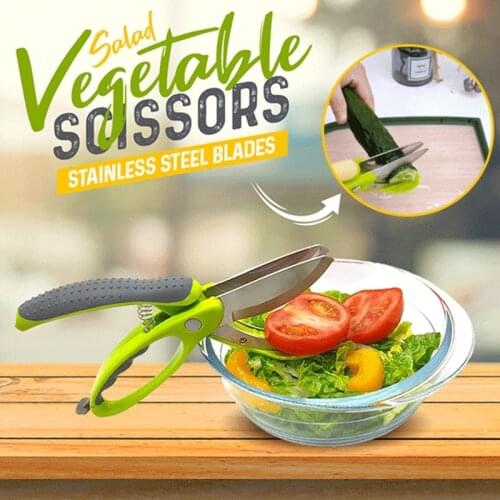 Salad Vegetable Scissors Anti-Slip Handle Multifunctional Fruit Scissors Stainless Steel Portable Kitchen Scissors Kitchen Tools