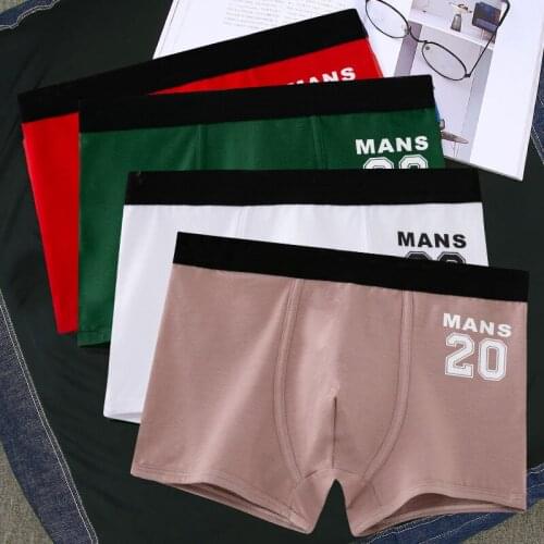Boxer Pants Cotton Men Panties Mid Waist Four Boxer Shorts Youth Mens Swimming Under Panties Male Fashionable Underwear