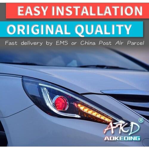 AKD tuning cars Headlight For Hyundai Sonata8 Sonata 8 MK8 Headlights LED DRL Running lights Bi-Xenon Beam Fog lights angel eyes