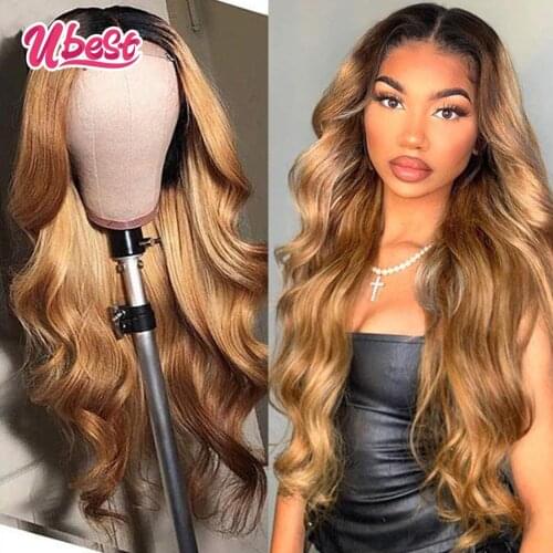 Ubest T1B 27 Long 30" Body Wave Virgin Human Hair Wigs Malaysian 13X4 HD Transparent Lace Front Wig Pre Plucked Whole Sale Wigs