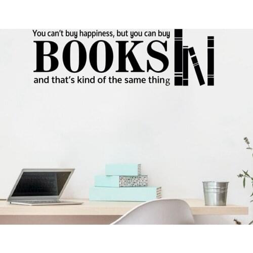 You Can Buy Books Happiness Motivational Quote Wall Decals Inspirational Saying Vinyl Art Sticker School Library Classroom Decor