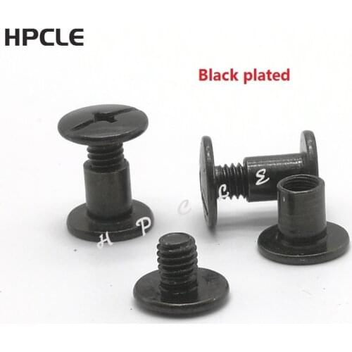 50pcs M5*4/6/8/10/12/15/18/20/25/30 Black Plated Account Books Screw , Snap Rivet Chicago Screws, Book Butt Binding Nails
