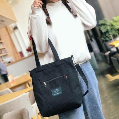 2021 Women Canvas Shoulder Bag Ladies Casual Tote Soft Crossbody Books Striped Cloth Female Handbag Shopping Bags