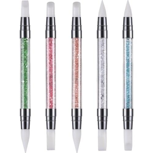 1 Pcs Dual-ended Nail Dotting Pen Crystal Handle Wax Pencil Jewel Picker Pen Nails Decoration Pick Up Pens Dotting Tool