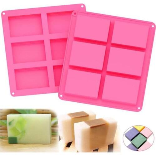 1 Piece 23.5*21.2*2.5cm 6 Grid Rectangular Soap Silicone Mold DIY Handmade Cold Soap Mold Making Soap Mold
