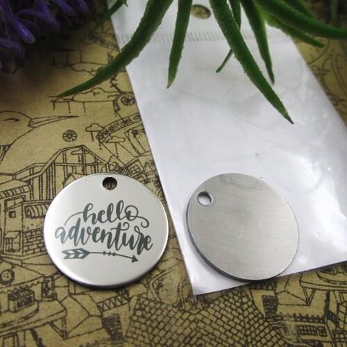 20pcs--"HELLO ADVENTURE"stainless steel charms 5 styles for choosing DIY Charms for necklace bracelets