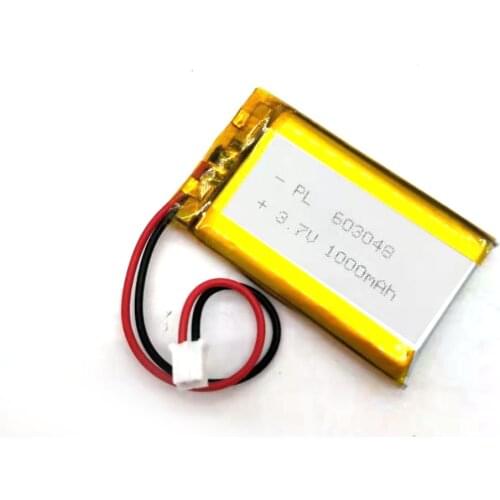 2/5/20/200/1000/10000pcs 603048 , Rechargeable 3.7V 1000mAh Li Lipo Lithium Polymer Ion Battery Pack with 2 Pin 2.0mm JST