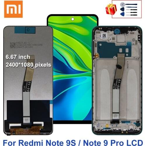 6.67" Original For Xiaomi Redmi Note 9 Pro Display LCD Touch Screen With Frame For Redmi Note 9S LCD Replacement Parts
