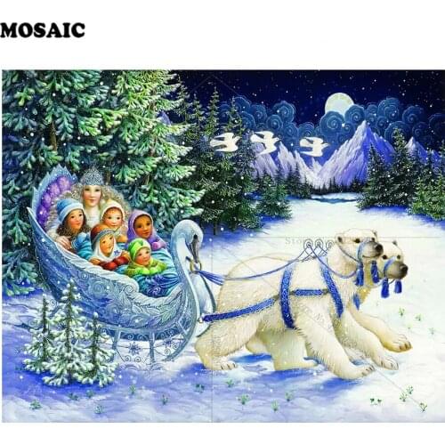 Full Square Drill 5D DIY Diamond Painting "the snow queen fairytale trees mountain" 3D Embroidery Cross Stitch Mosaic Christmas