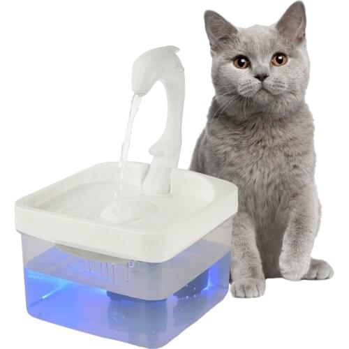 2L Automatic Cat Water Fountain Swan Neck Pet Cat Drinking Fountain Pet Automatic Circulation Dolphin Pet Drinking Dispenser