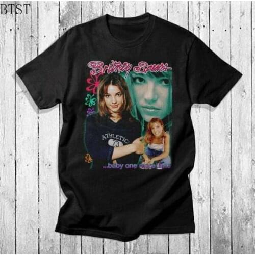 Britney One More Time Cotton Black Men T-shirt Graphic Print Cool Kawaii Style Soft Plus-Size Cool Tee Top