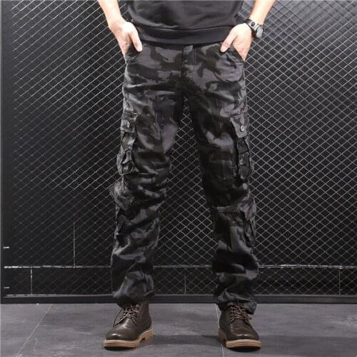 Mens Camouflage Cargo Pants Multi Pocket Field Jeans Loose Casual Trousers Military Tactical Jogging Streetwear Pants Pantalon