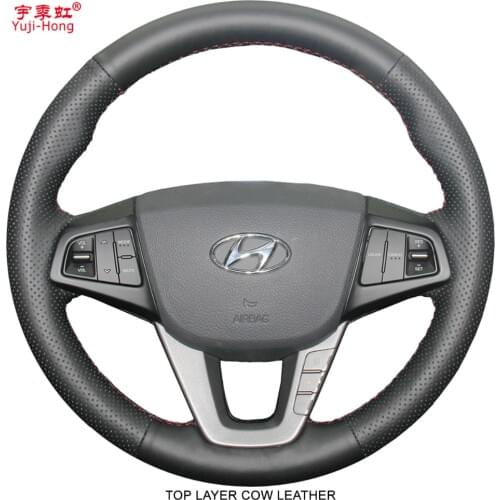 Yuji-Hong Top Layer Genuine Cow Leather Car Steering Wheel Covers Case for Hyundai Mistra 2013-2016 Hand-stitched Cover