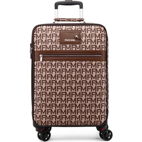 New Women retro pu leather trolley luggage fashion rolling suitcase Men luxury travel bag high quality carry-ons valise