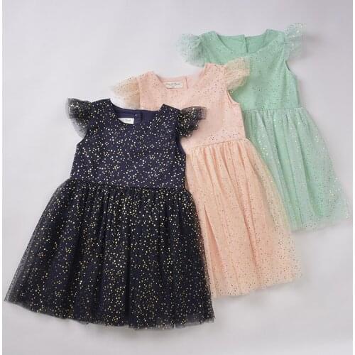 Baby Girl Casual Dress Princess Lace Sequins Star Costume Kids Stars TUTU Floral Party Birthday Dress Summer
