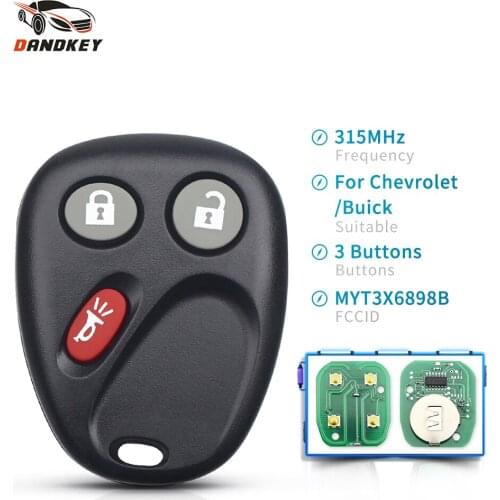 Dandkey MYT3X6898B For Chevrolet GMC Envoy Trailblazer 2002 2003 2004 2005 2006 2007 2008 2009 Fob 3 Buttons 315Mhz Remote Key