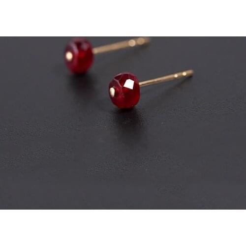 Designers unique creative natural silver inlaid ruby earrings Chinese style retro small charm ladies brand silver jewelry