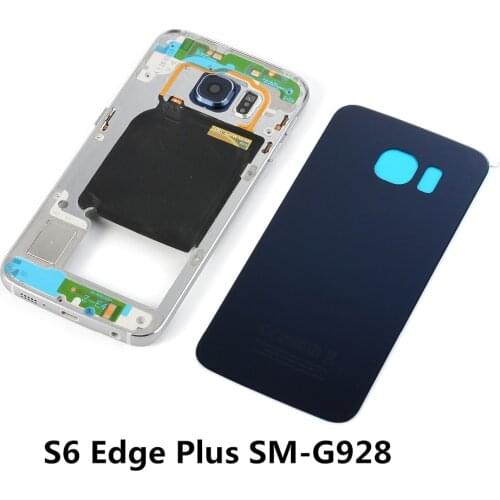 For Samsung Galaxy S6 Edge Plus SM-G928 G928F G928T G928A G928P Housing Battery Back Cover Glass+Metal Middle Frame Bezel Cover