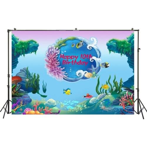HUAYI Photography Backdrops Birthday Photo Backdrop Mermaid Undersea Baby Shower Party Decor Banner Photography Background W-817