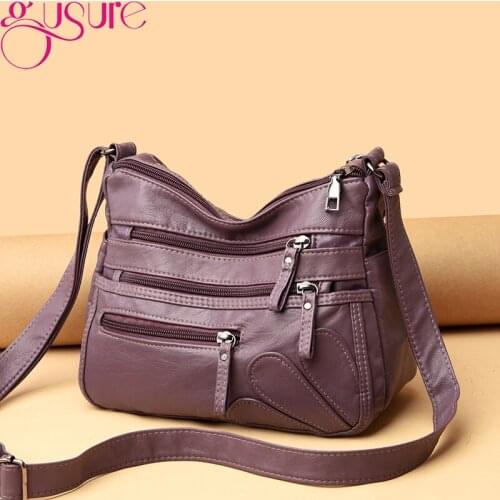 Gusure Female Fashion Shoulder Bags For Women High Capacity Totes Handbags PU Leather Crossbody Messenger Bags sac a main