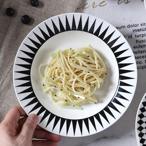 Ceramic Dishes Korea Nordic White Black Line Tableware Set Household Kitchen Supplies Dishes Dishes Spoons Bone China Dinnerware
