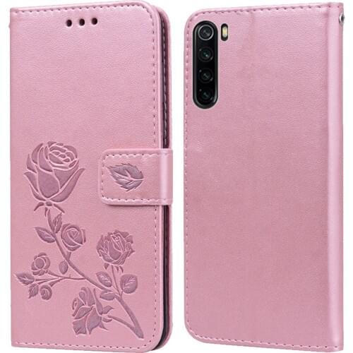 Luxury Leather Flip Book style Case for Xiaomi Redmi Note 8 Pro 8T Rose Flower Wallet Stand Card Holder Case Phone Bag