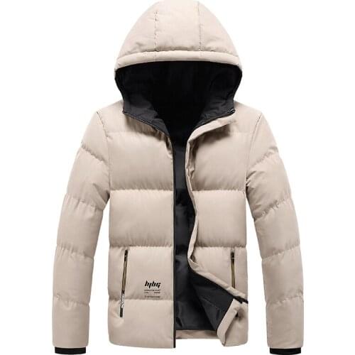 Bomber Jacket Men Windbreakers Warm Parka Jacket Thick Hooded Outwear Hooded Wadded Coat Slim Mens Clothing