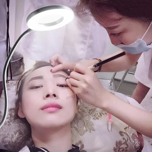 Microblading Tattoo 8X Magnifier Lamp USB LED Nail Art for Eyebrow Lips Tattoo Beauty Makeup Salon Tool with Non-slip Clamp