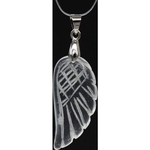 Trendy-beads Silver Plated Natural Clear Quartz Wing of Angel Pendant Classic Jewelry